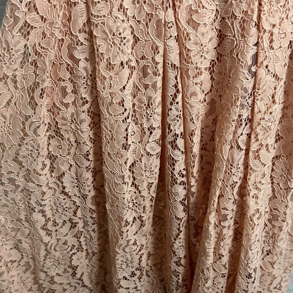 NSR Women's Pink Rose Strap V Neck Lace Dress Zipper Side Lined Flowy Size L - Picture 4 of 8